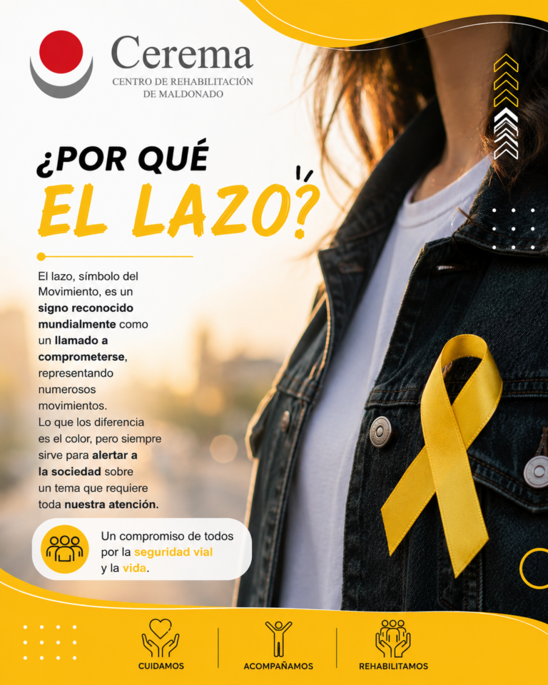 Placa de CEREMA sobre el significado del lazo amarillo en Mayo Amarillo