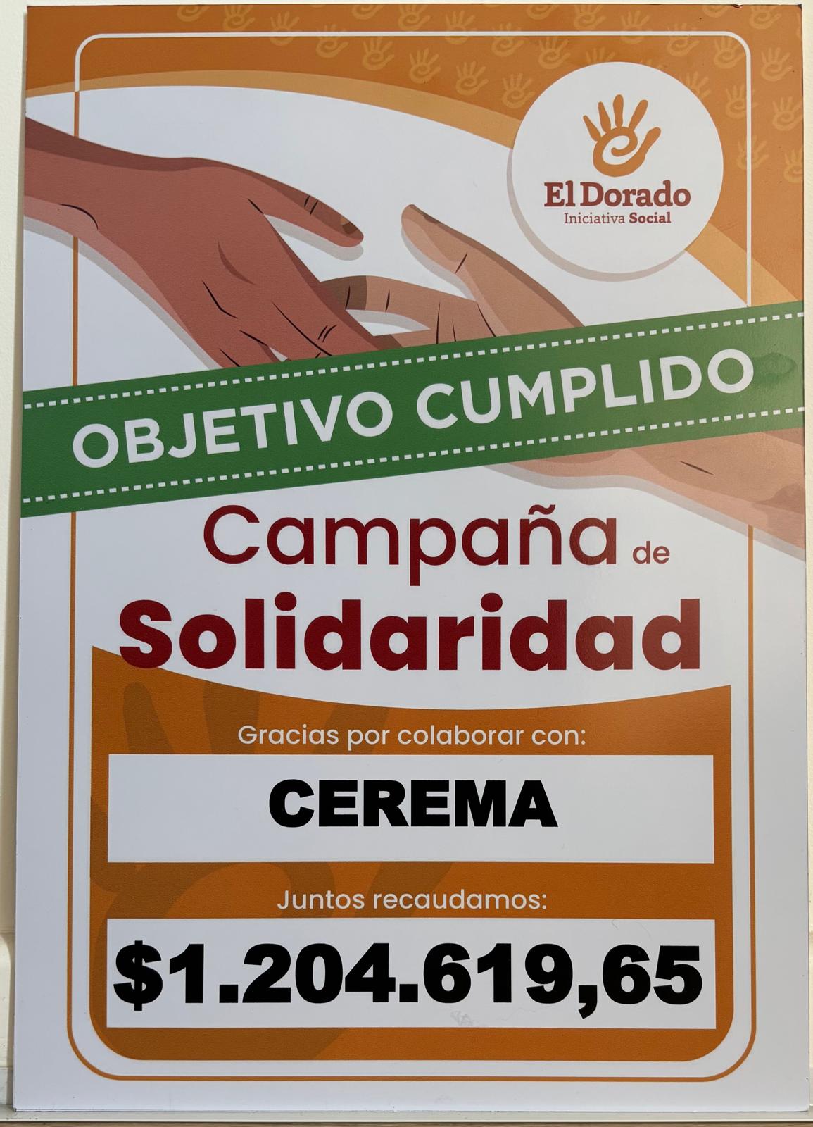 Cartel de cierre de la campaña solidaria junto a Supermercados El Dorado
