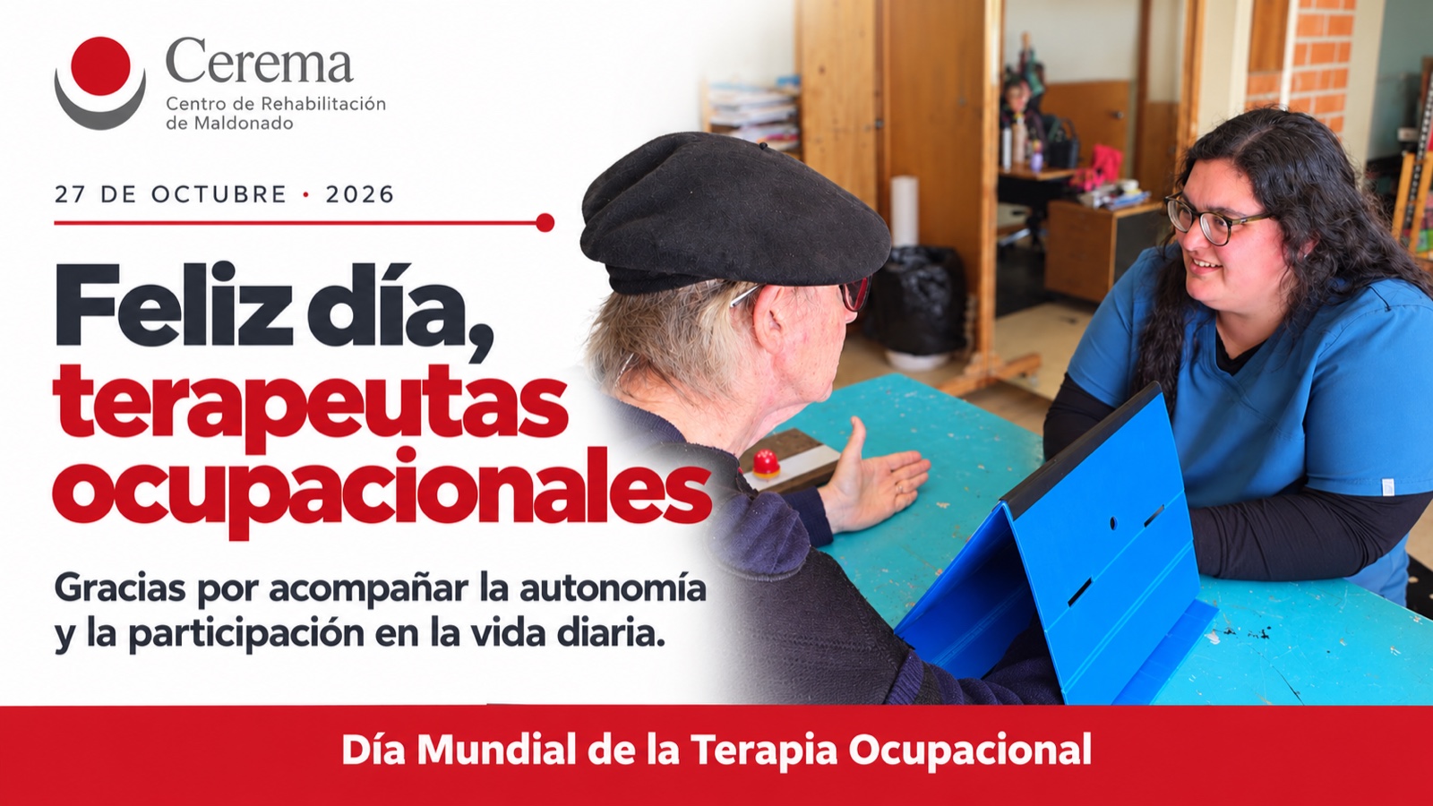 27 de octubre de 2026, Día Mundial de la Terapia Ocupacional. CEREMA saluda a las y los terapeutas ocupacionales.